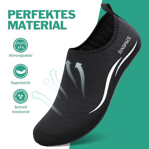 Detalle de Sixspace Badeschuhe Damen/Herren Schwarz 42 EU – Wasserschuhe aus Neopren und Polyester
