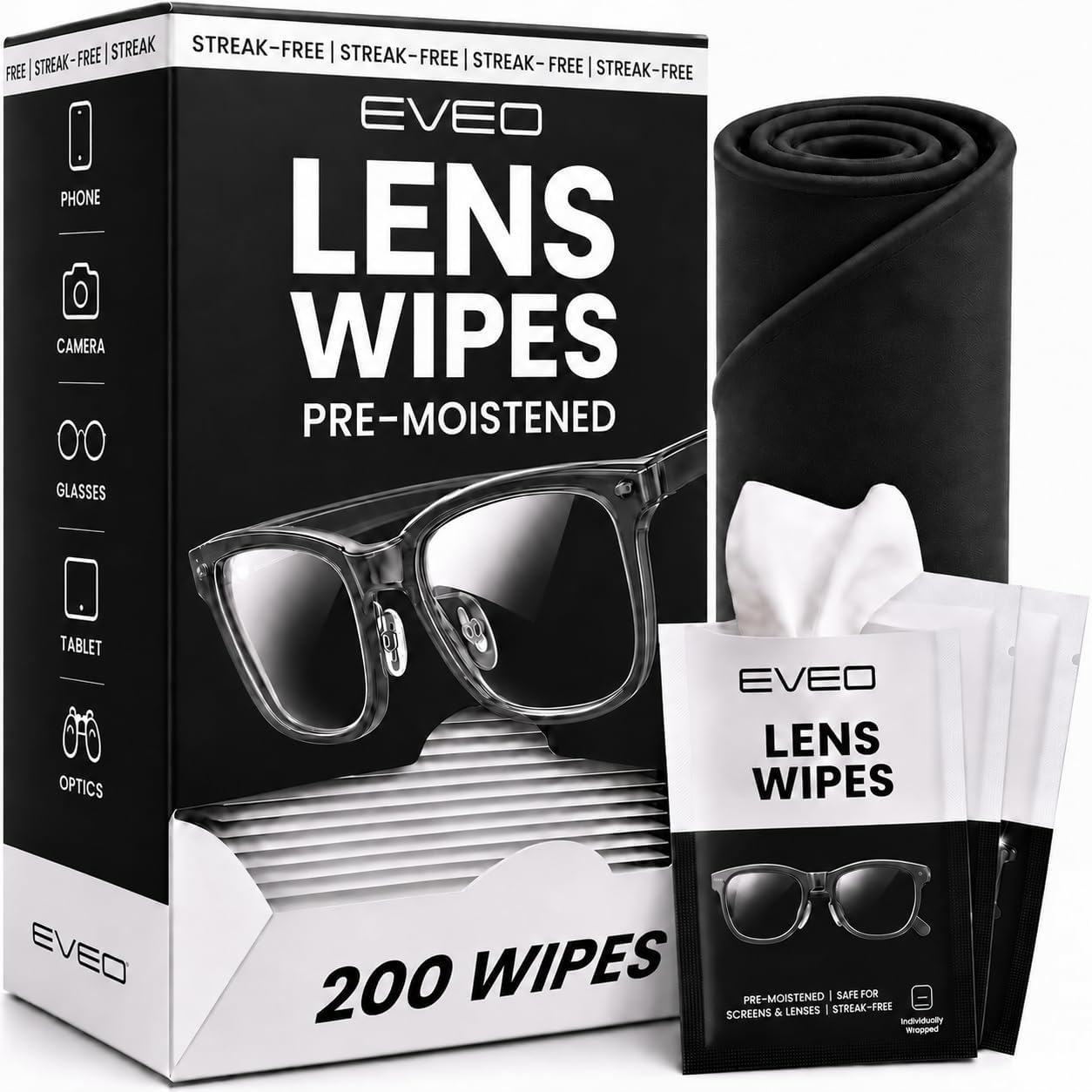 Detalle de EVEO Lens Cleaning Wipes, 200 Count