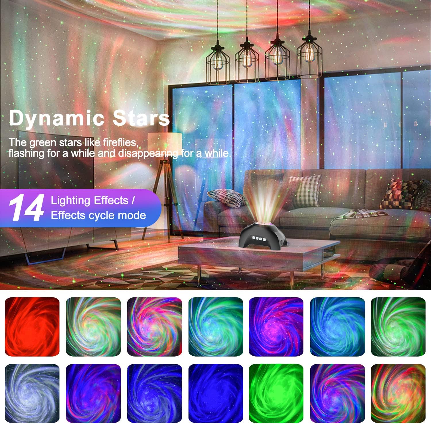 Detalle 2 de CIMELR HJ-XKD09 Galaxy Projector with Bluetooth Speaker, White Noise and Remote