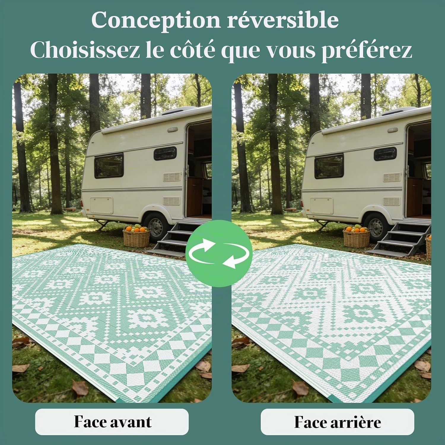 Thumbnail 3 de Enyhom Grand tapis d'extérieur réversible en paille de PP recyclé – polyvalent et pliable