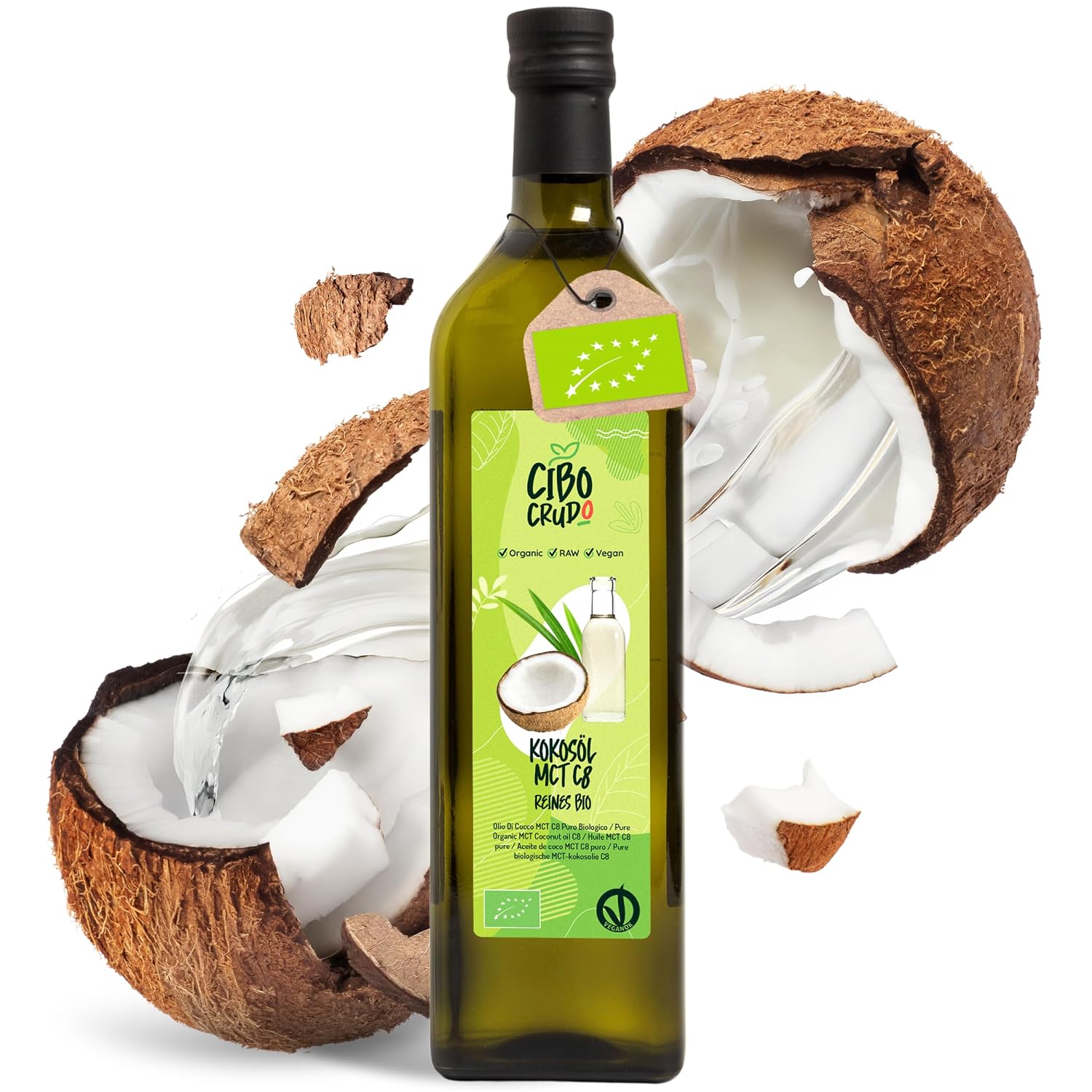C8 MCT Öl Bio – 1 L von CiboCrudo: Reinheit, Vielseitigkeit und nachhaltige Bio-Qualität