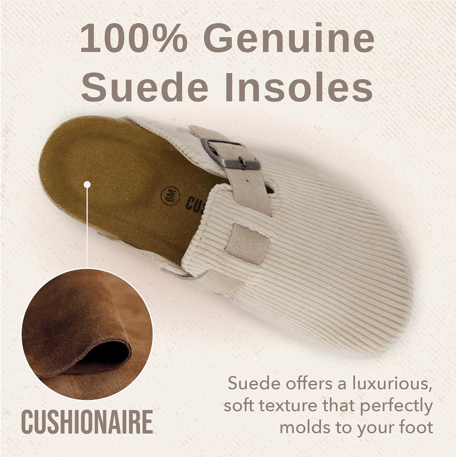 Thumbnail 5 de CUSHIONAIRE Hana Women’s Clogs — Comfortable Vegan Suede Slip-On with Cork Footbed & Arch Support