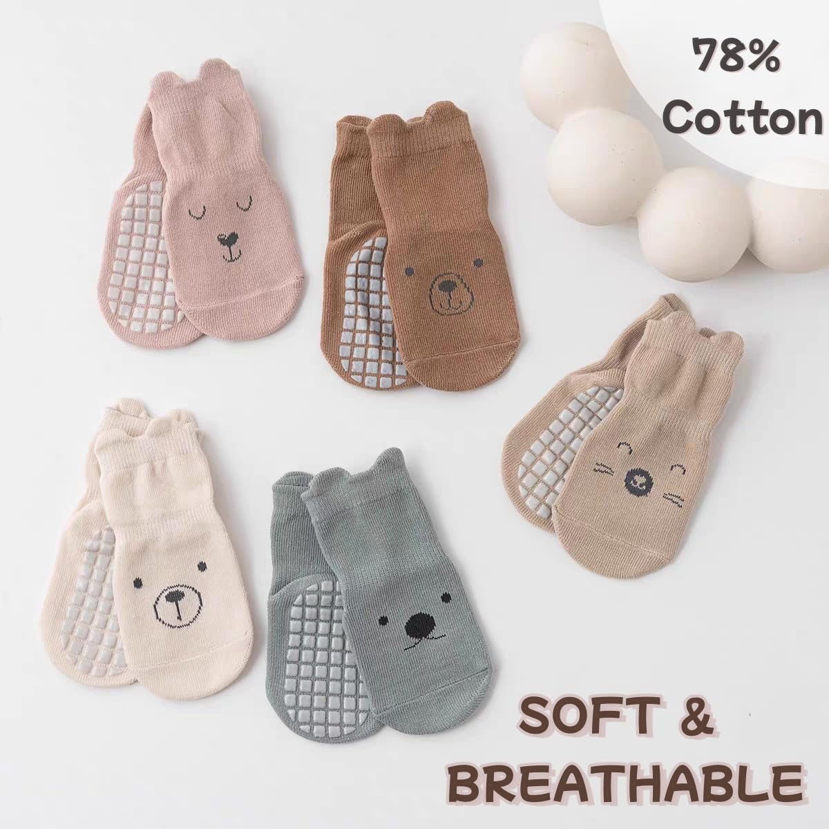 Thumbnail 5 de HAGOT — Chaussettes antidérapantes bébé ×5, coton et élasthanne, motifs animaux