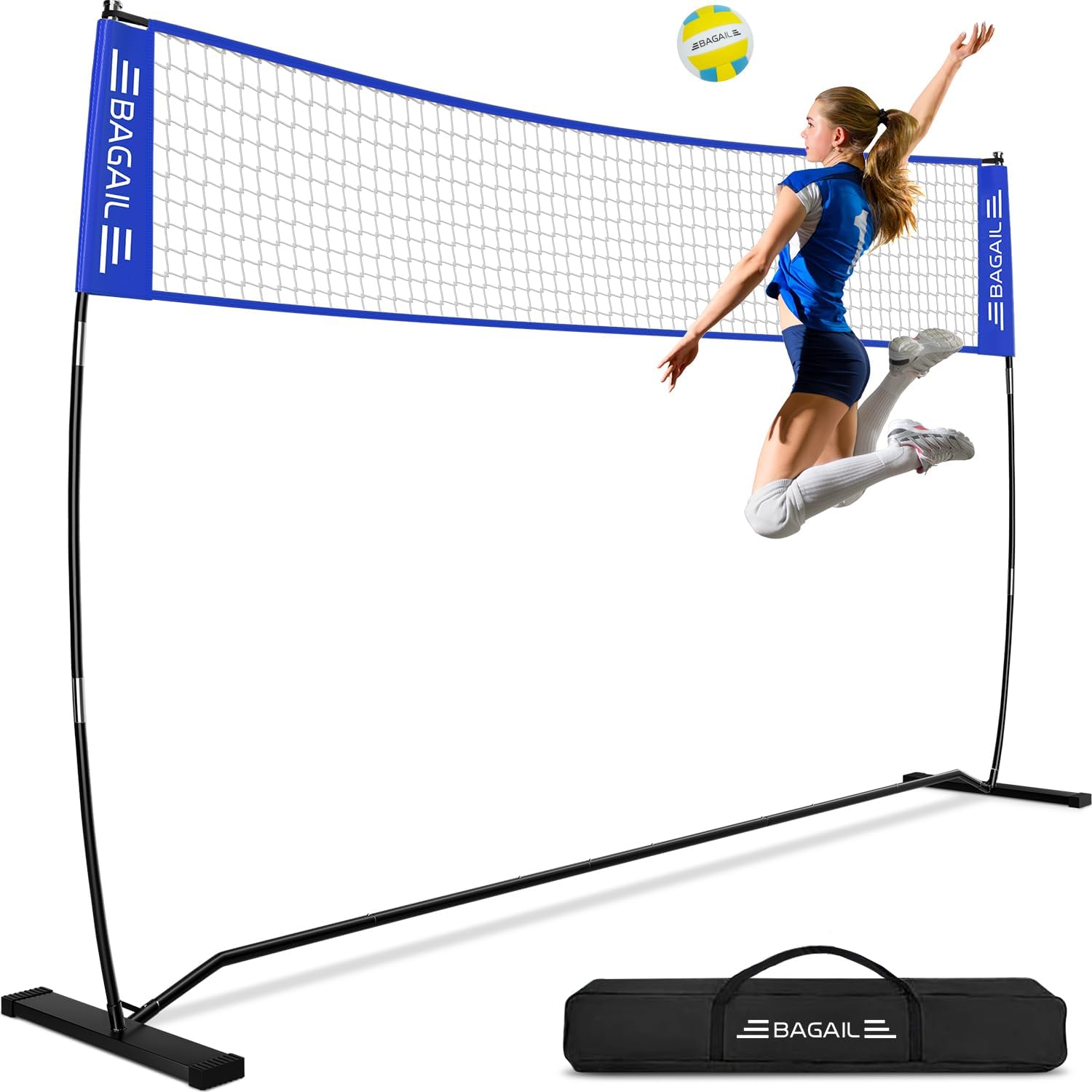 Detalle de BAGAIL VN01-Blue volleybalnet, 3,6 m, verstelbaar en vrijstaand