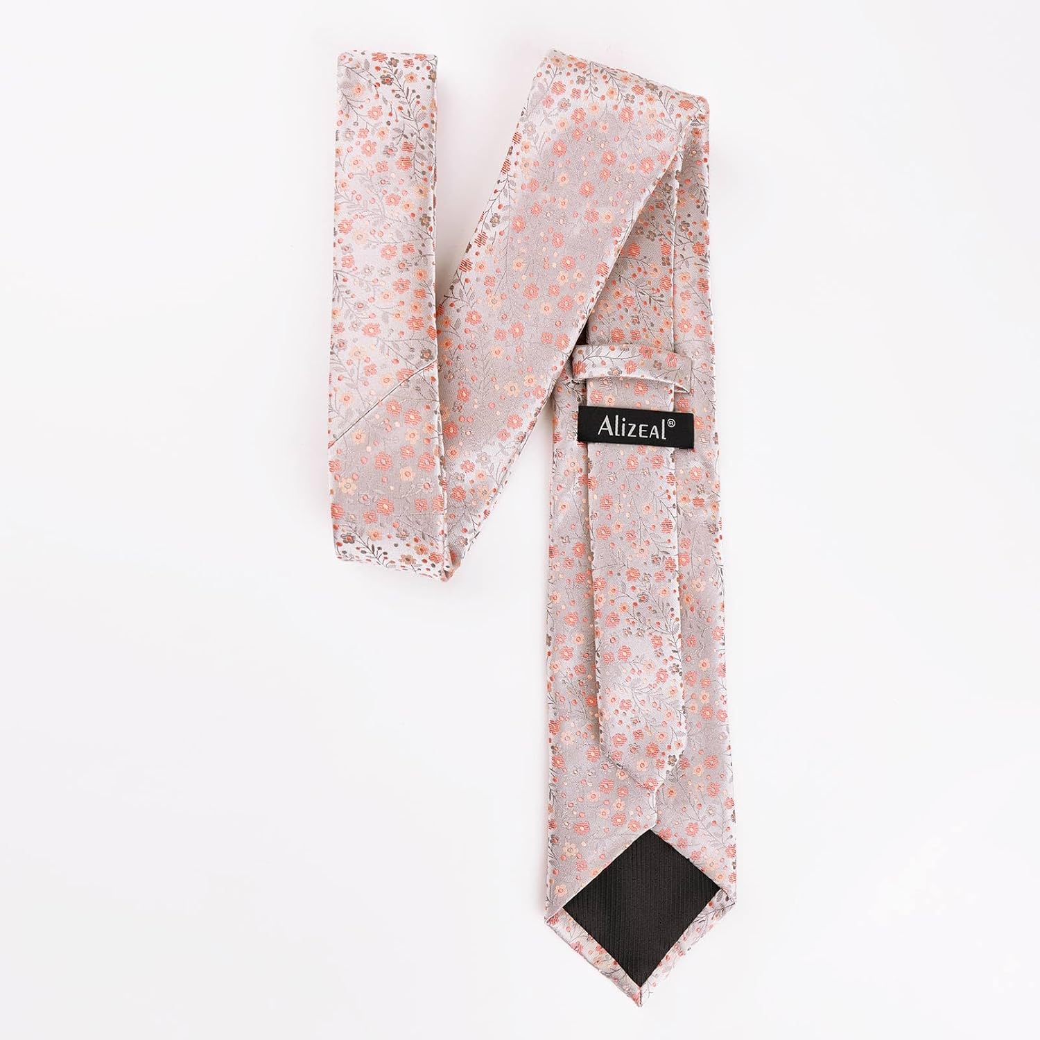Detalle 2 de Alizeal Floral Patterned Tie with Pocket Square Set (8cm) – Lightweight Polyester