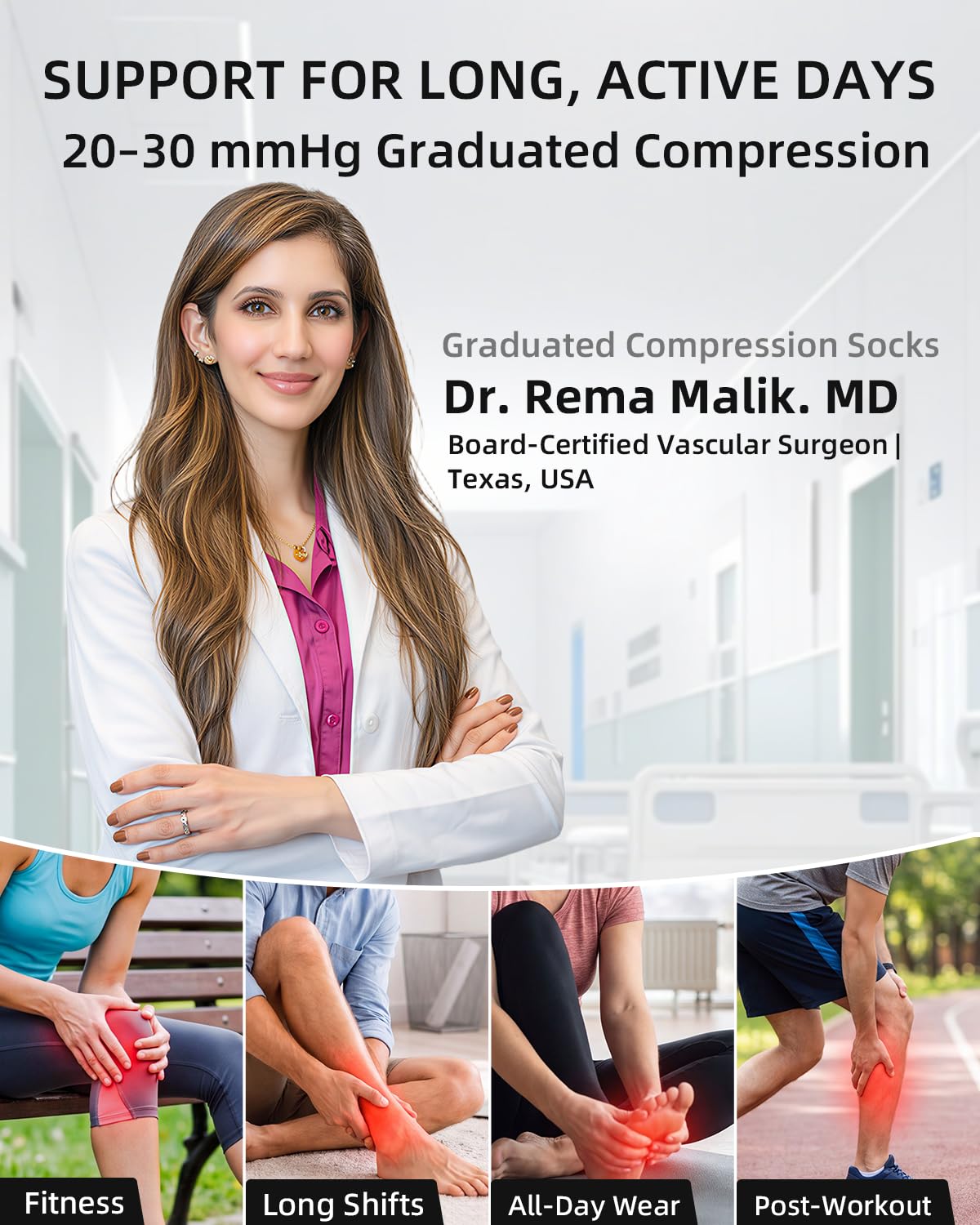 Thumbnail 2 de NEWZILL 24/7 Compression Socks, 20–30 mmHg, Knee-High, 3 Pairs