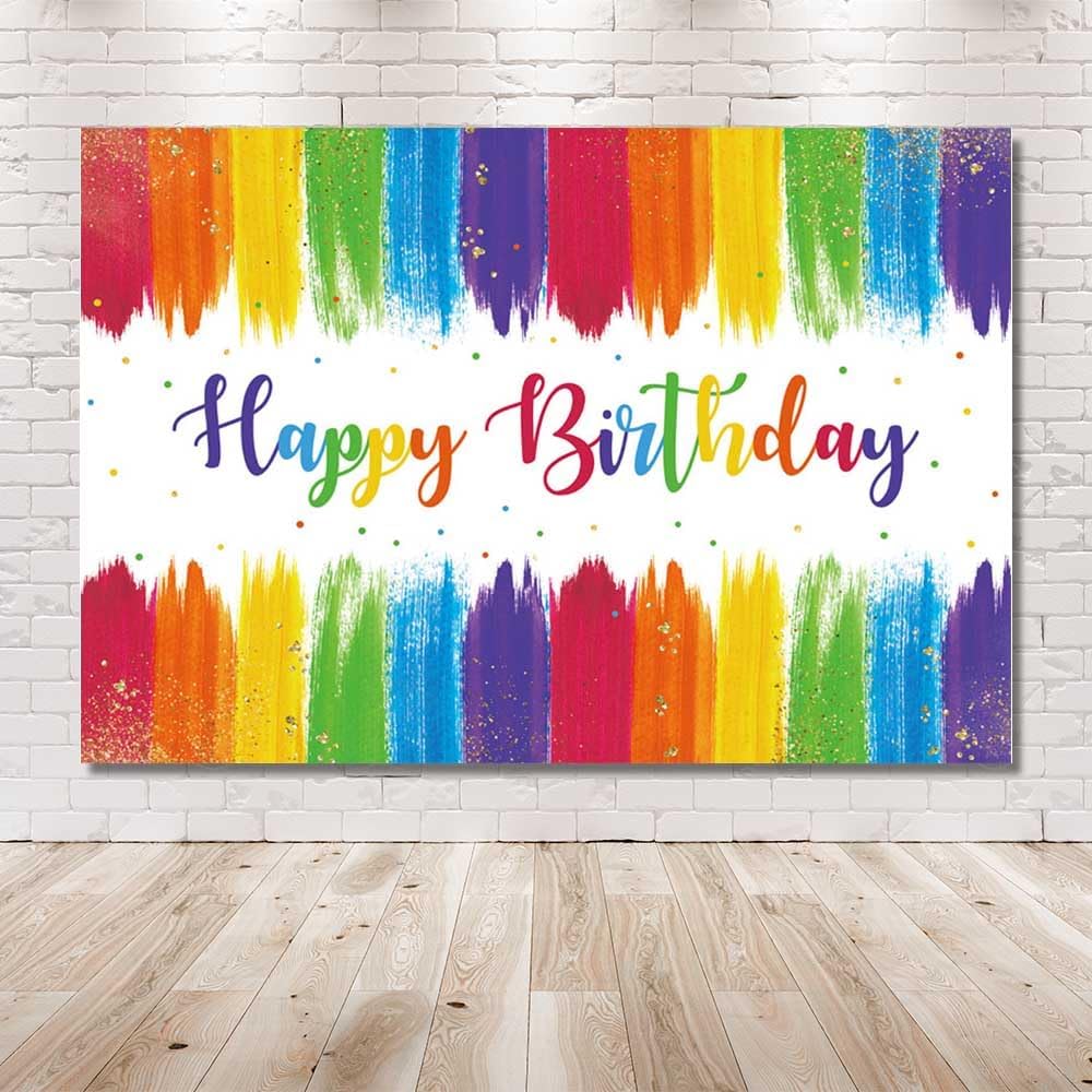 Thumbnail 1 de MEHOFOND 7x5ft Rainbow Painting Birthday Backdrop (Econ-Polyester photo background)