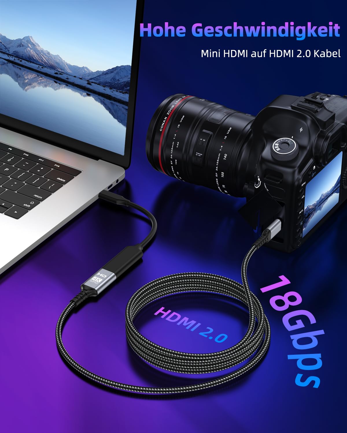Detalle de ZEENVIC Mini HDMI auf HDMI Kabel 3 m