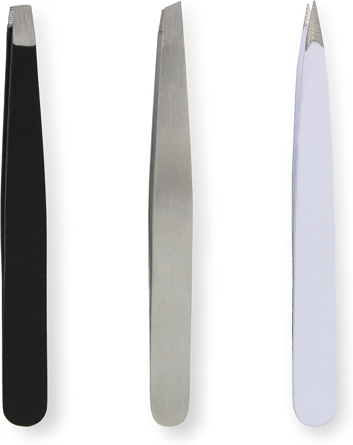 Detalle de Amazon Basics Mini Eyebrow Tweezers (3-Pack) with Pointed and Square Tips