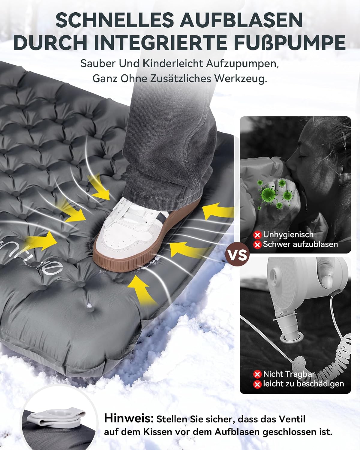 Thumbnail 6 de HIKENTURE 1231 opblaasbare kampeermat 10 cm, R-waarde 7,3 en 210 × 64 cm