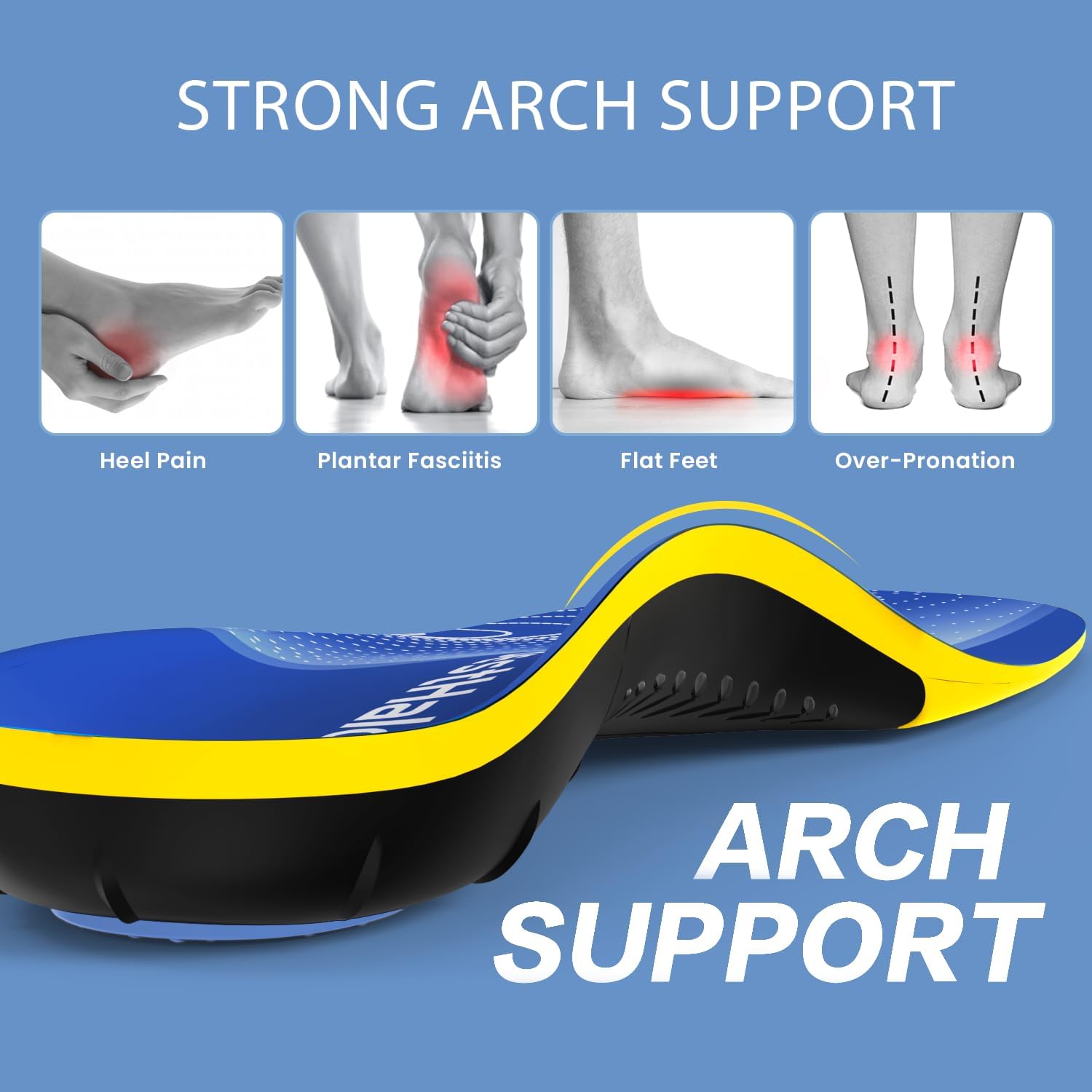 Detalle 2 de BestHalo Heavy Duty Plantar Fasciitis Insoles: High Arch Support for 220+ lbs, for Men 9-10.5 / Women 10-11.5