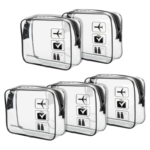 Detalle de Lermende Transparente Kulturtasche – TSA-konform, wasserdicht, PVC, 5er-Set