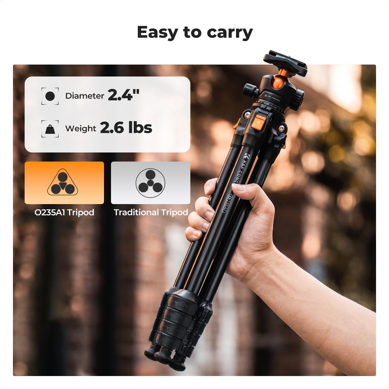 Detalle 2 de K&F CONCEPT 64" Compact Travel Tripod 10KG