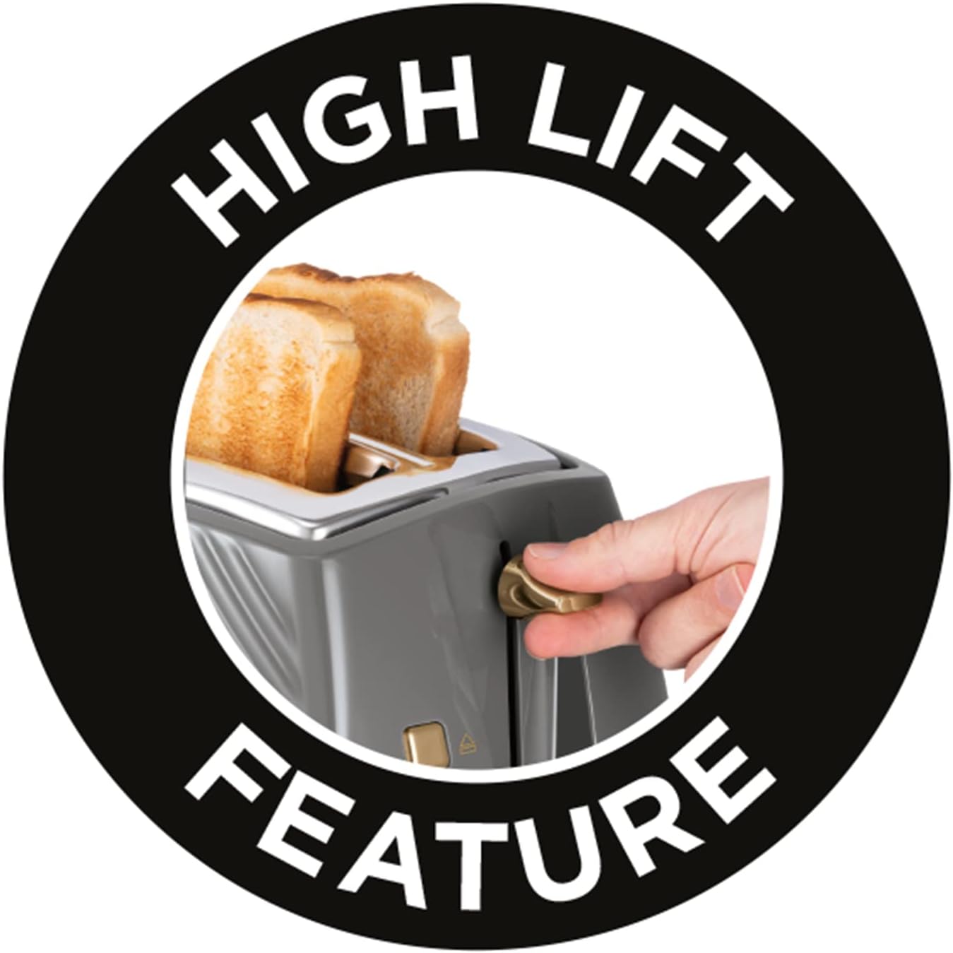 Thumbnail 5 de Russell Hobbs Groove 2 Slice Toaster: Grey with Brushed Gold Accents