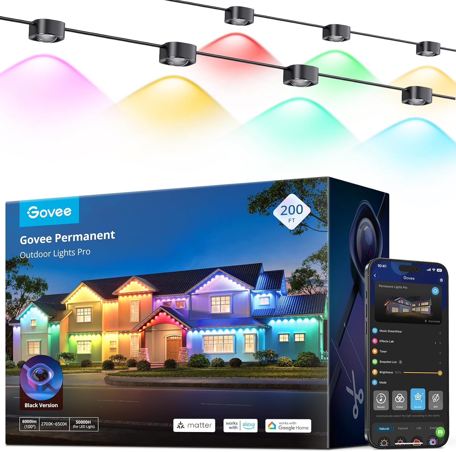 Detalle de Govee Permanent Outdoor Lights Pro 200ft 🎄