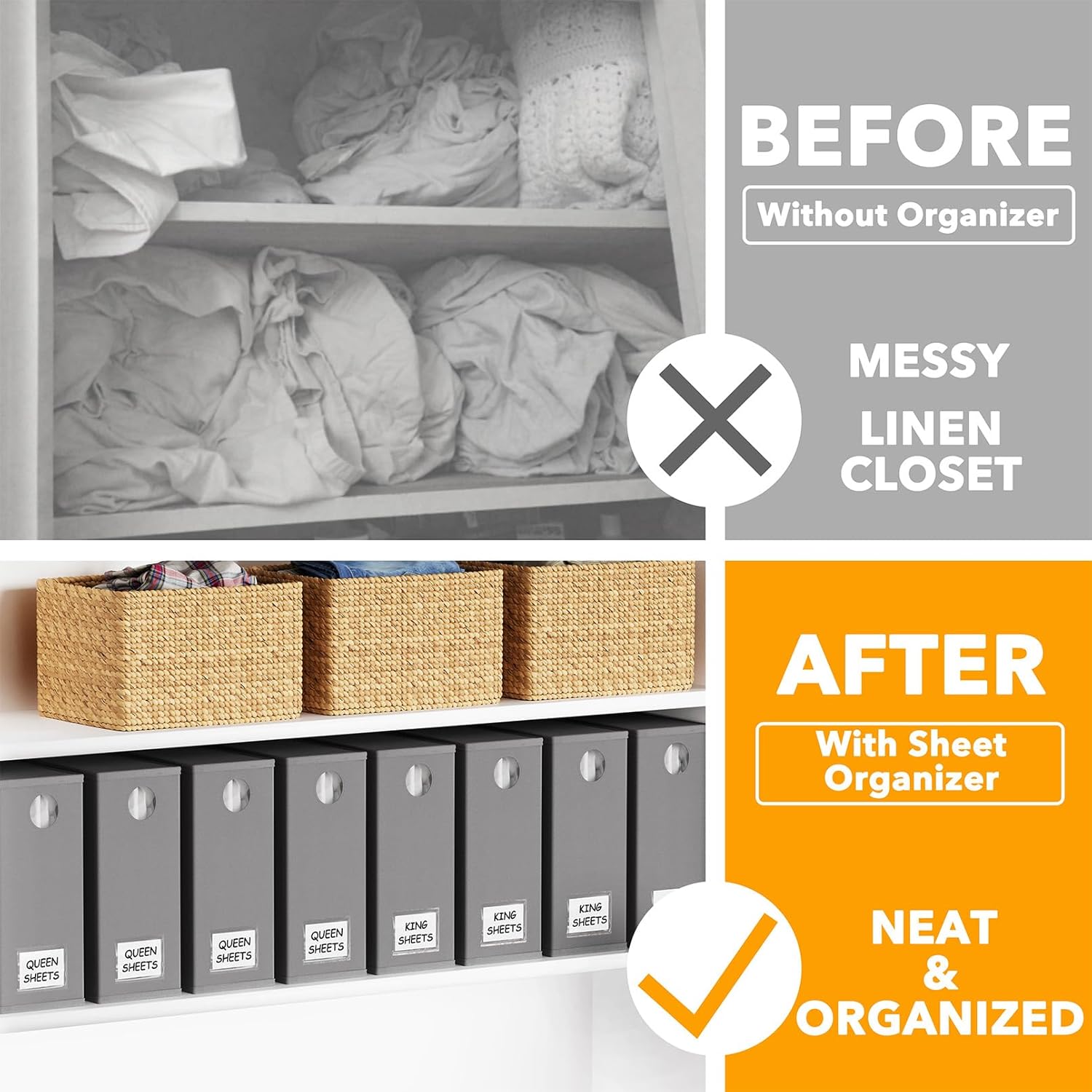 Thumbnail 1 de SpaceAid 8 Pack Sheet Organizer for Linens