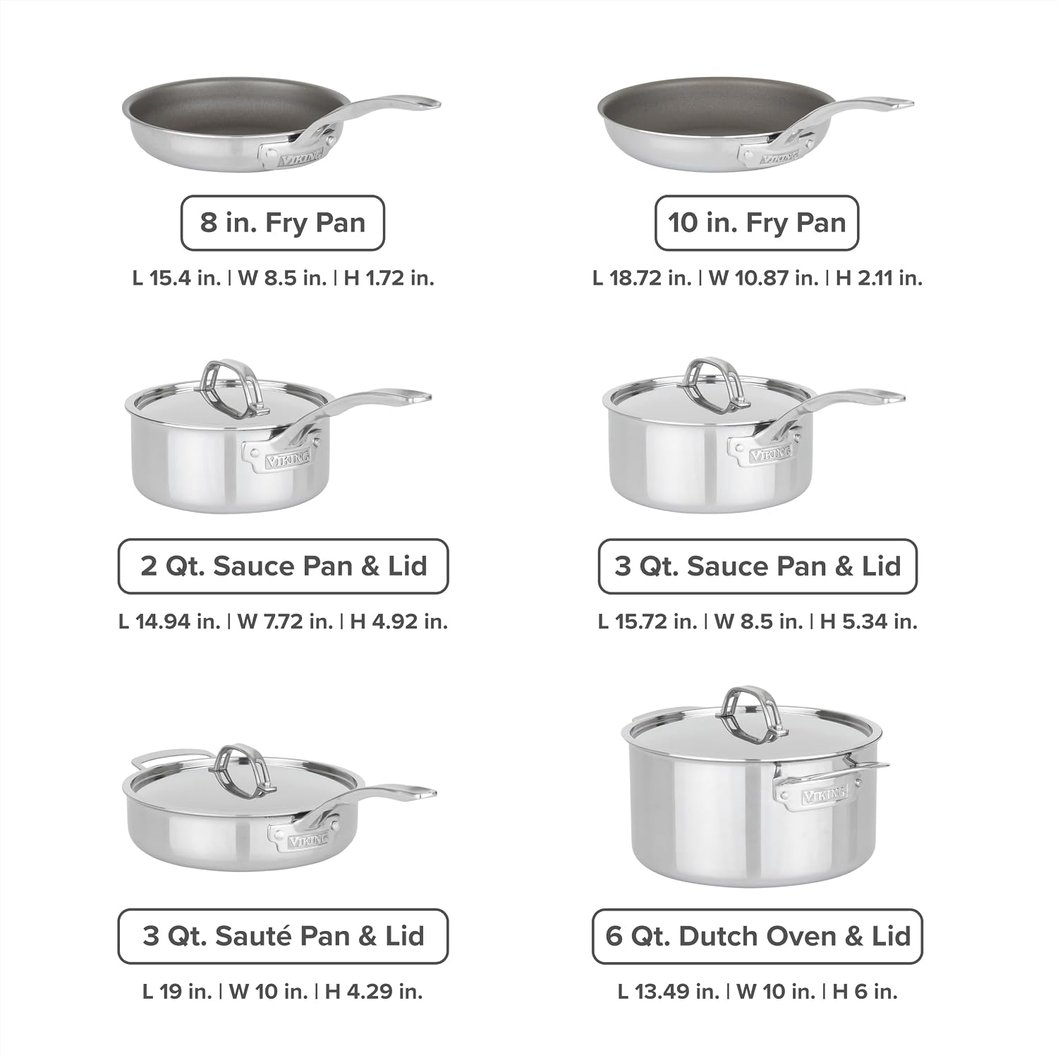 Detalle de Viking PureGlide Pro 3-Ply 10-Piece Nonstick Cookware Set (PFAS-Free) — Induction & Oven Safe to 600F