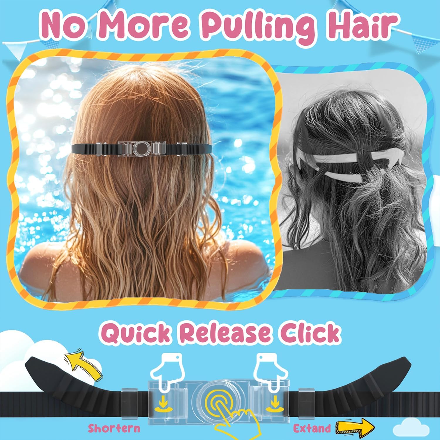 Detalle de COOLOO Kids Swimming Goggles (2 Pack) – Wide Vision, Anti-Fog, UV Protection for 4–14 Year Olds