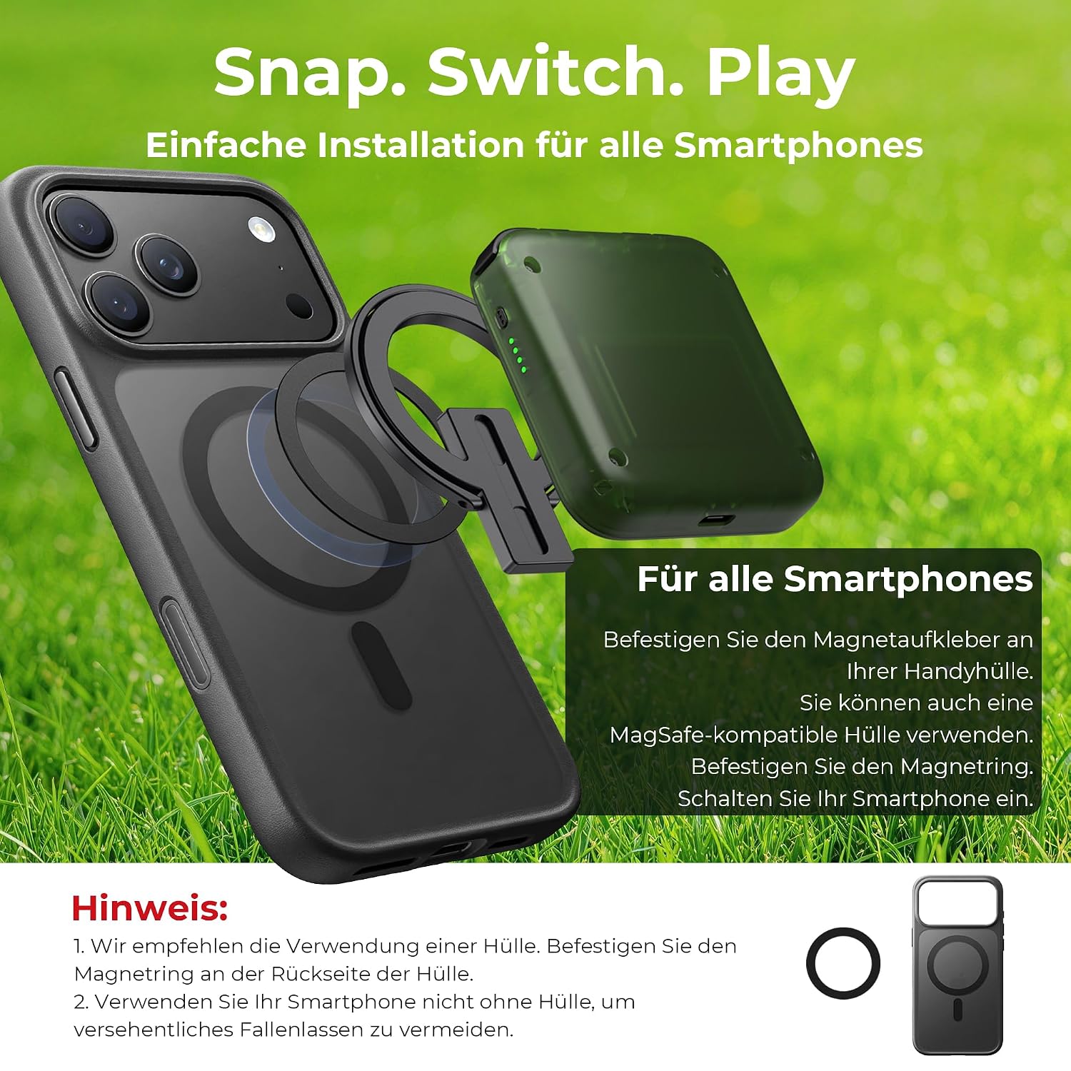 Detalle de abxylute M4 Snap-On Mobile Gaming Controller – kompakter Retro-Gamepad mit MagSafe, Turbo-Joystick & Ständer