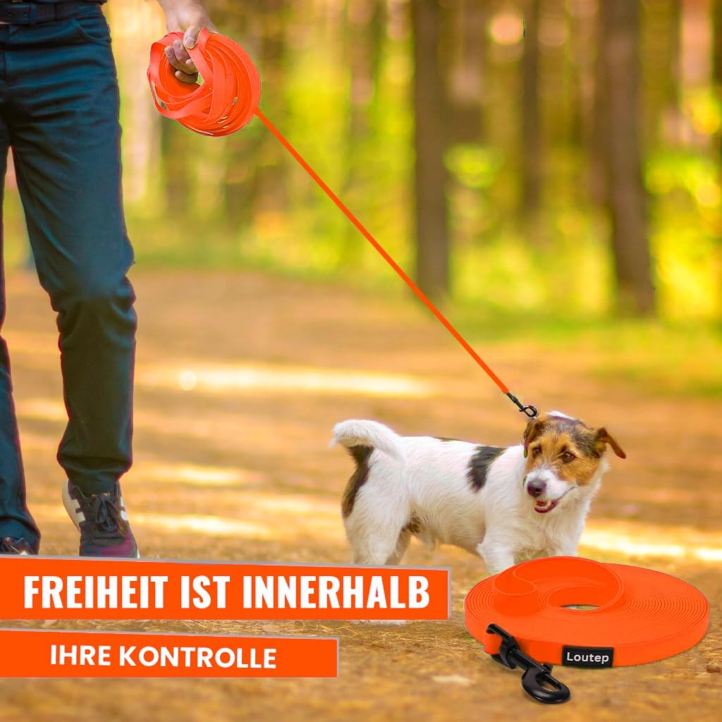 Thumbnail 6 de Loutep Biothane Schleppleine – Hundeleine 3–20 m für Training, Spaziergänge und Wasser