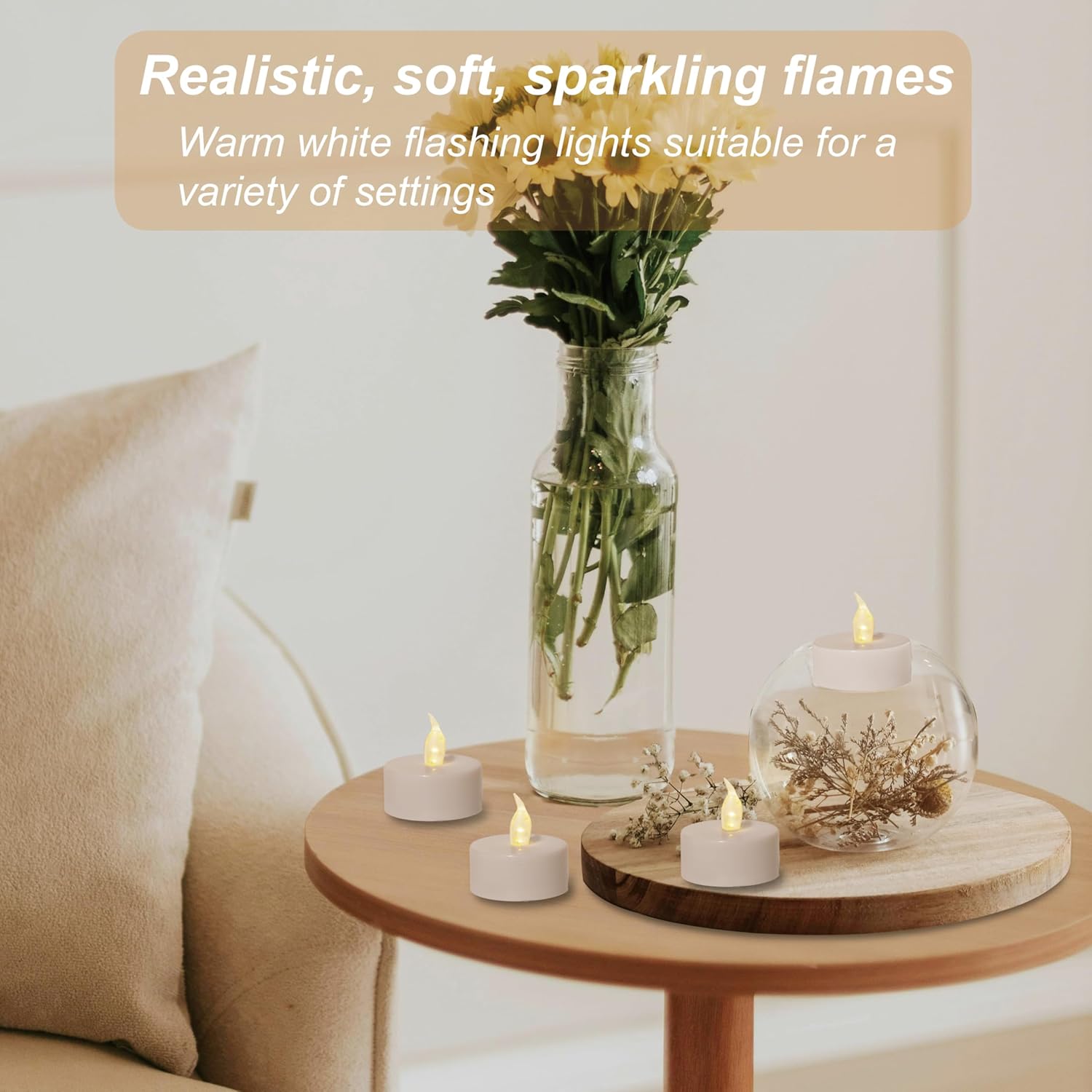 Detalle de Auralome LED flickering tea lights 50 pack
