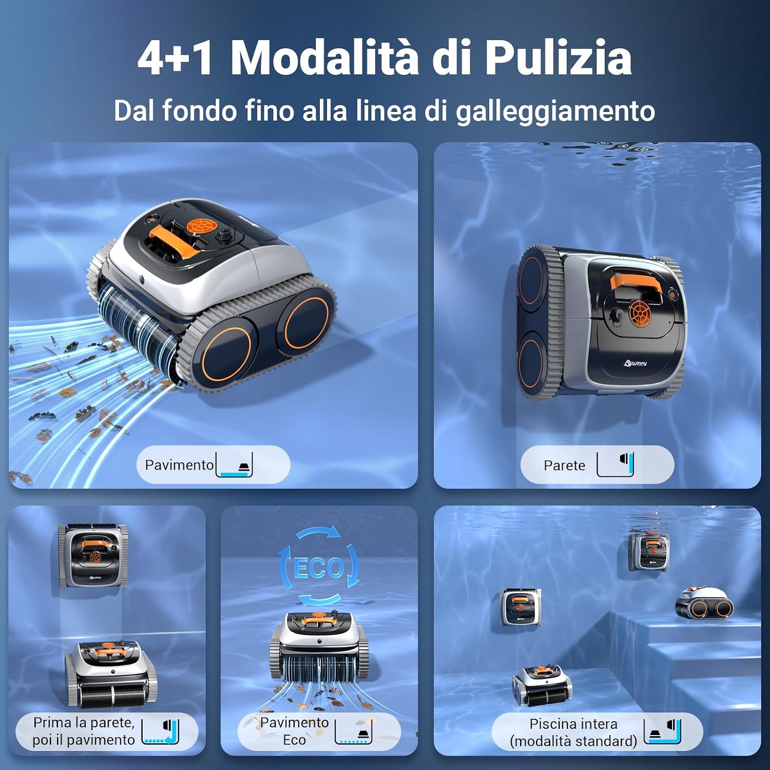 Thumbnail 6 de Winny C1: Robot piscina senza fili per interrate e fuori terra con 150 min di autonomia