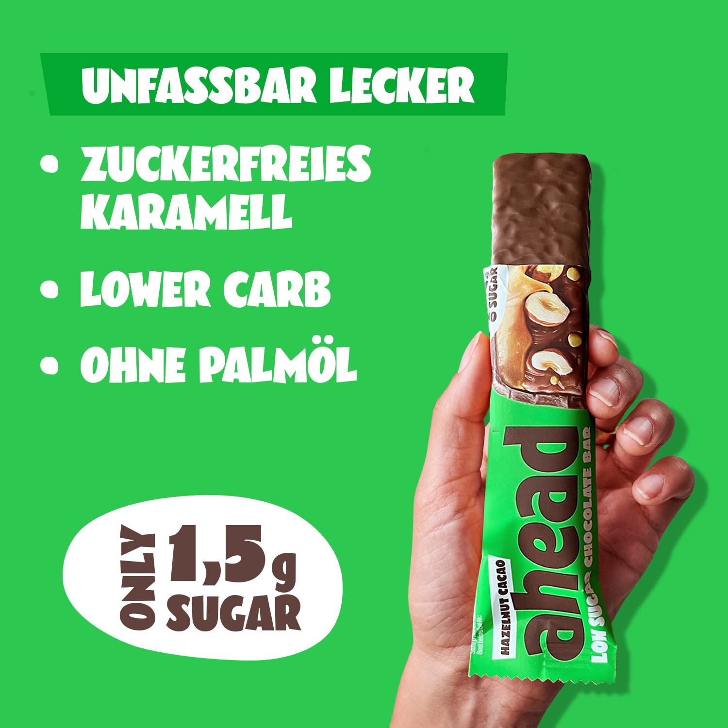 Thumbnail 5 de AHEAD Keto Riegel Haselnuss-Karamell mit echtem Kakao – 18 x 35 g, low carb ohne Zuckerzusatz