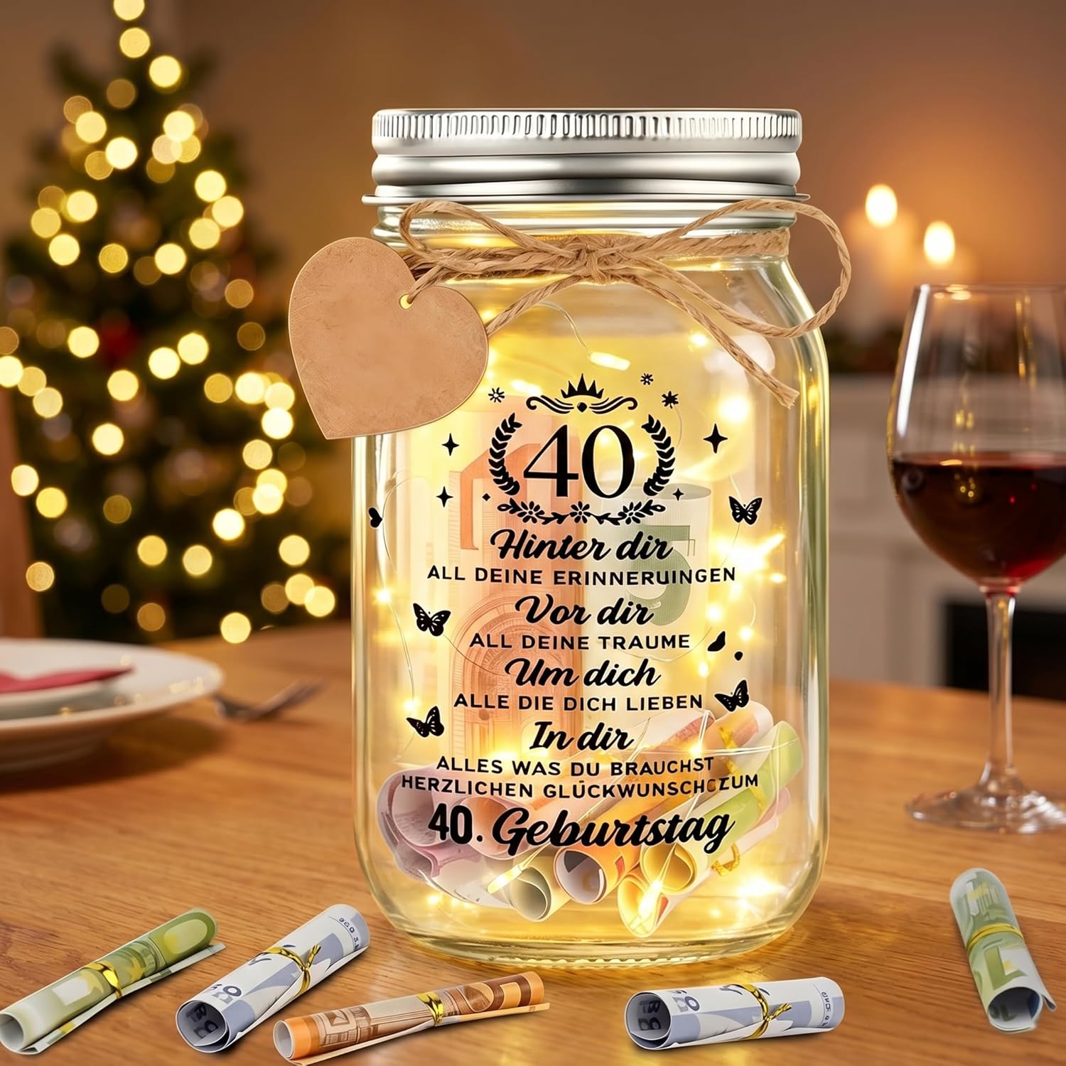 Thumbnail 6 de Johiux LED Flaschenlicht zum 40. Geburtstag – Geschenkset mit Biene und Glückwunschkarte