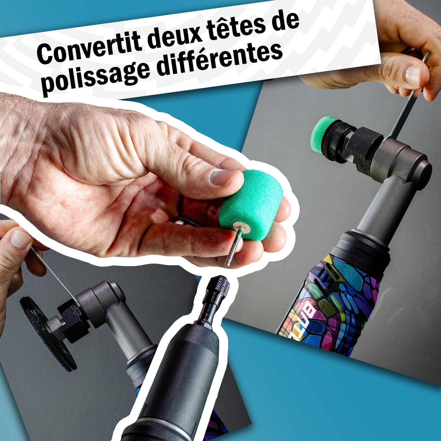 Detalle de BATOCA S6 mini-polijstmachine 12 V met roterende en excentrische werking