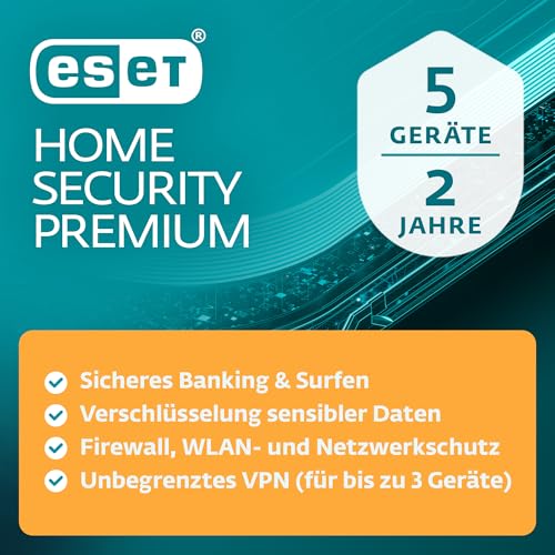 Detalle de ESET HOME Security Premium 2026 – 5 Geräte, 2 Jahre mit VPN, Verschlüsselung und Privatsphäre