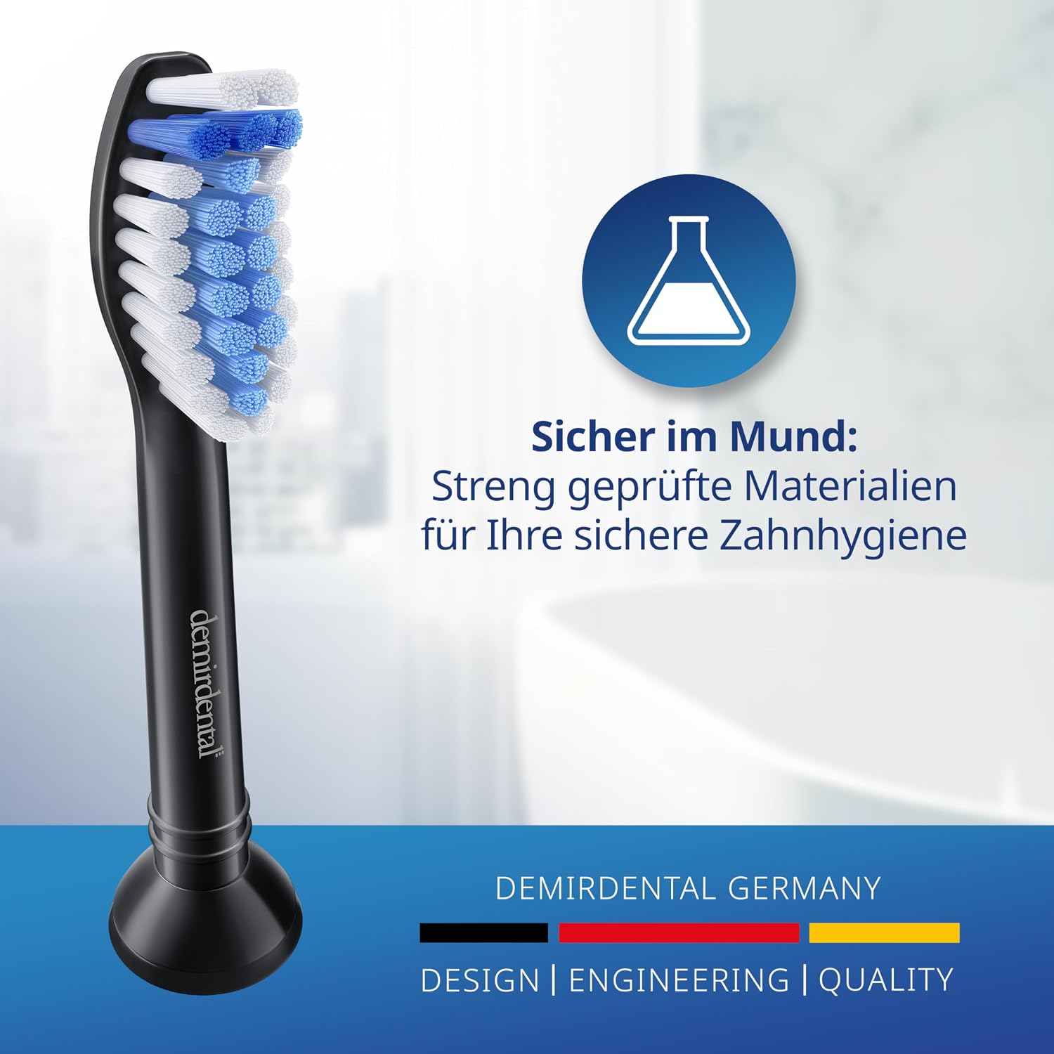 Detalle de 8er demirdental Sensitive Aufsätze – Weiche Bürstenköpfe für Philips Sonicare, Schwarz (HX6058b kompatibel)