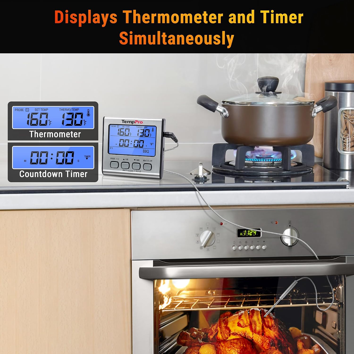 Thumbnail 5 de ThermoPro TP17 Dual-Probe Digital Meat Thermometer with Backlit LCD and Timer