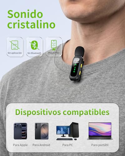 Thumbnail 1 de CKOKC Micrófono Inalámbrico Mini para iPhone, Android y PC (Negro) – Sonido claro y plug & play