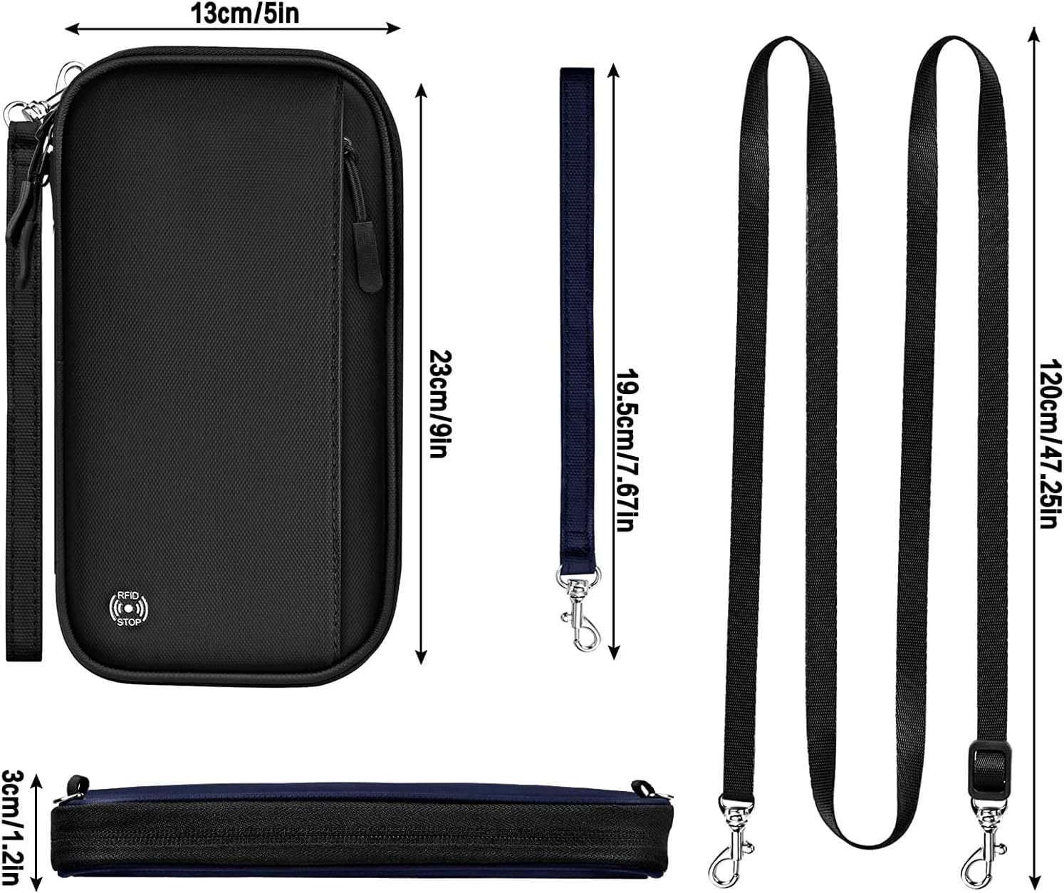 Detalle de EPROICKS Familien-Reisepass-Tasche Reiseorganizer mit RFID-Blocker (Schwarz) – für 4 Pässe