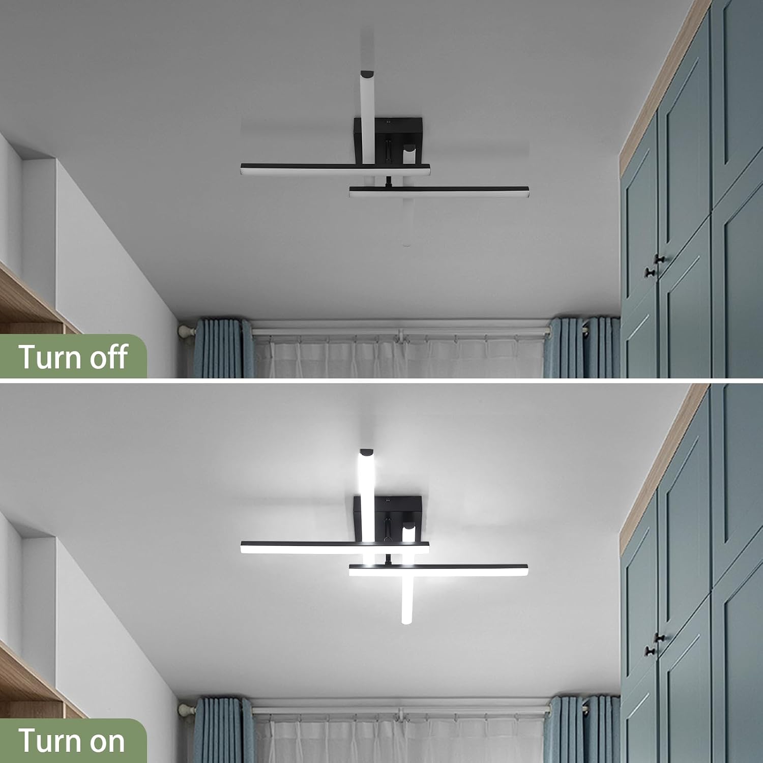 Detalle 2 de EIDISUNY Modern LED Ceiling Light (24W) Black with 4 Built-in LED Boards, 6500K Cool White