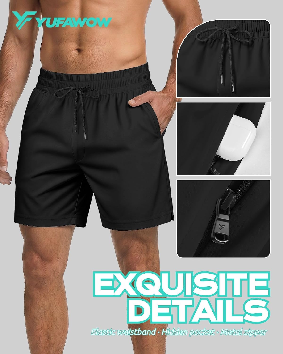 Thumbnail 5 de Yufawow Men Swim Trunks with Compression 7 Inches – Breathable, Quick-Dry, with Zip Pockets