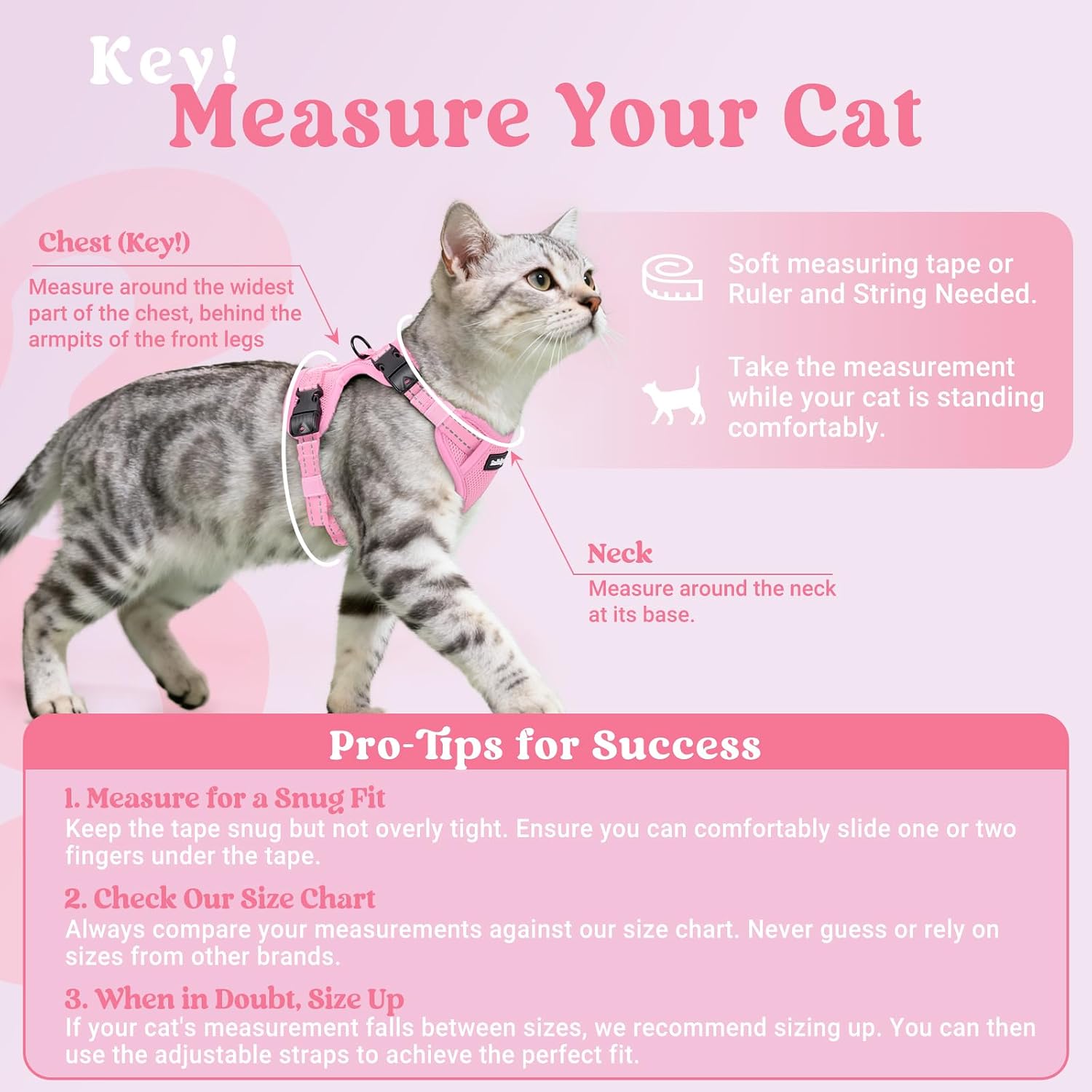 Thumbnail 1 de Rabbitgoo Cat Harness and Lead Set (Small, Pink) — Escape-Proof Comfort for Safe Outdoor Walks