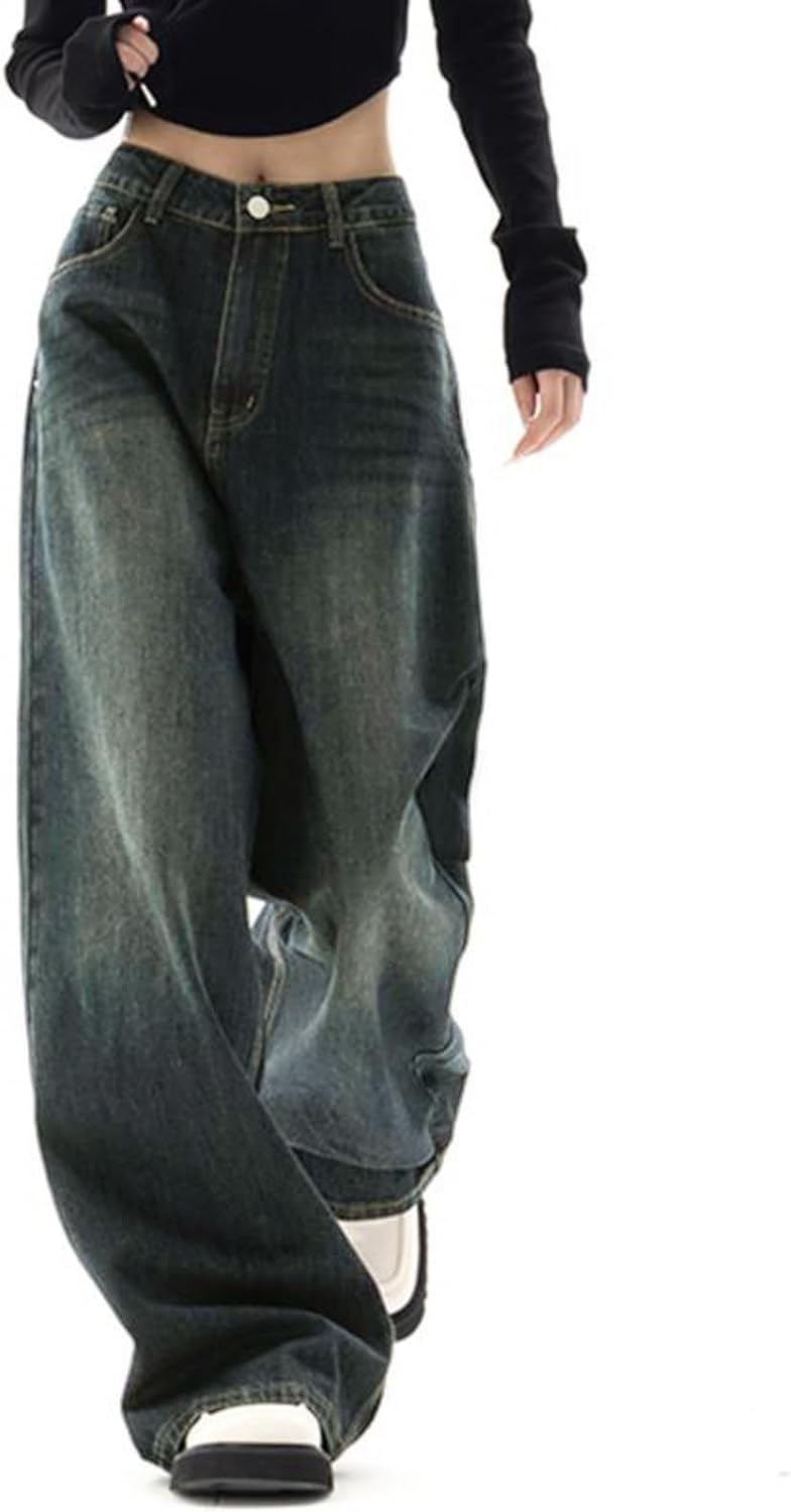 Thumbnail 1 de EMMIOL Women Baggy Jeans (Mid-Low Waist) Wide-Leg Vintage Denim Pants with Zipper Fly
