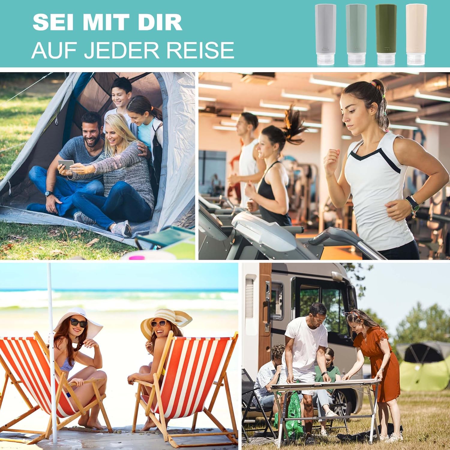 Thumbnail 6 de Opret 4er Silikon-Reiseflaschen-Set (100 ml) – auslaufsicher, nachfüllbar für Shampoo & Kosmetik
