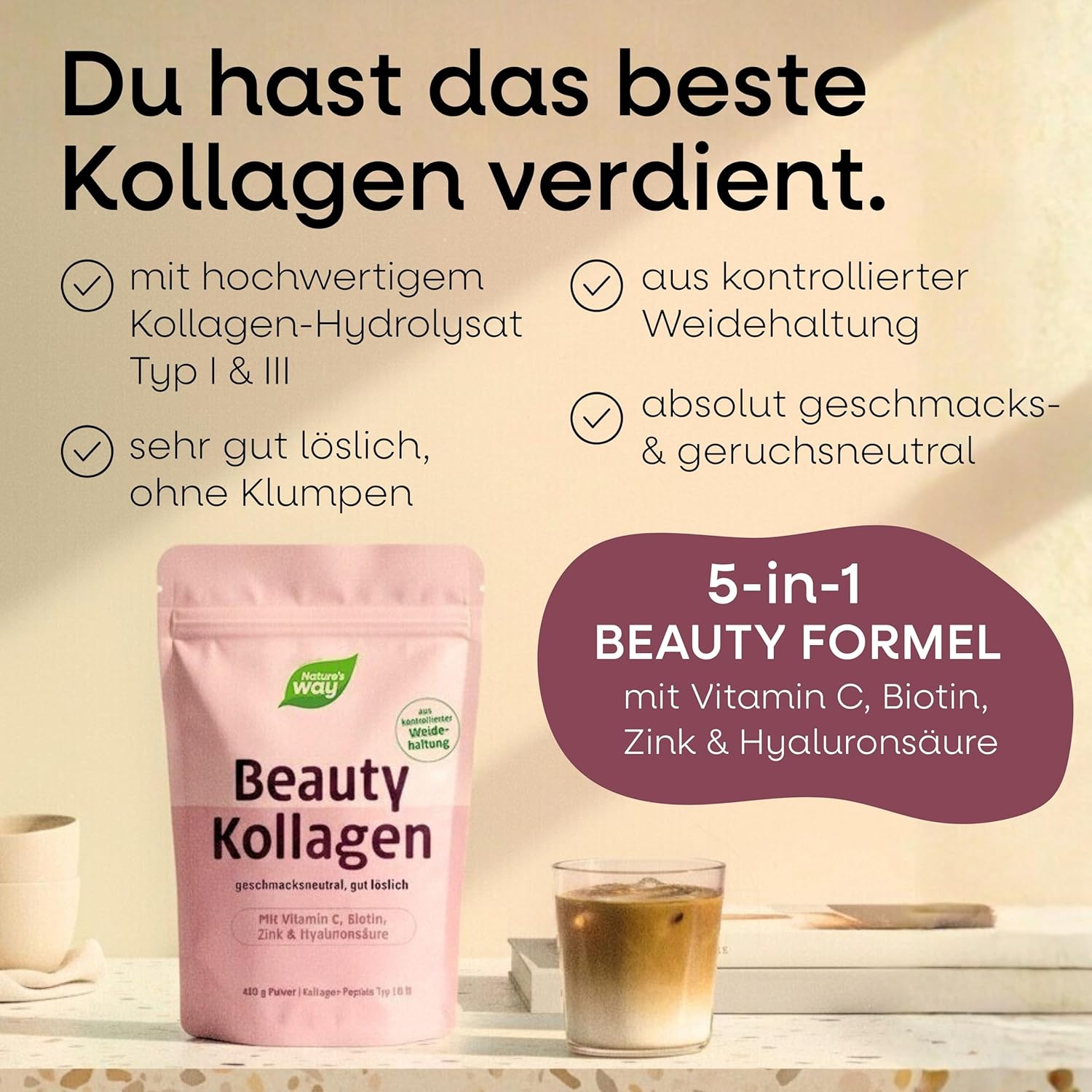 Detalle 2 de Beauty Kollagenpulver 450 g für Haut & Haare