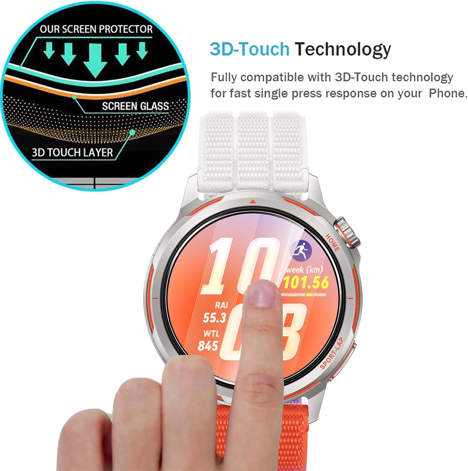 Detalle de AOKUMA Tempered Glass Screen Protector for Huawei Watch GT Runner 2 36mm (5 Pack)