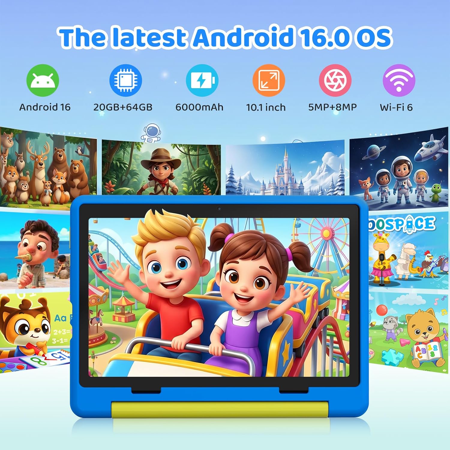 Thumbnail 3 de URAO Kids Tablet 10-Inch with Case, Android 16.0, 20GB RAM, 64GB ROM + 1TB Expandable, Parental Controls