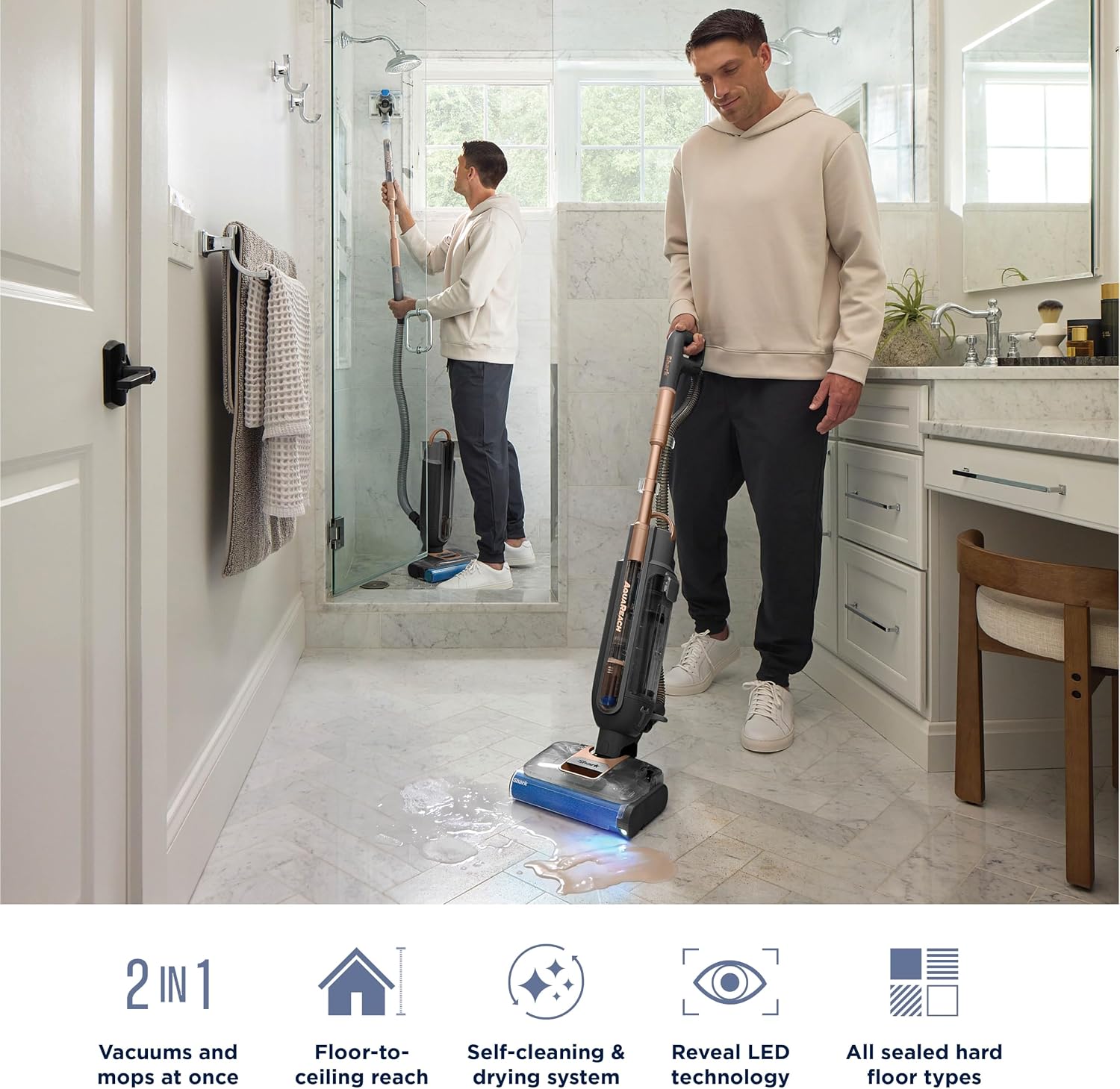 Detalle de Shark AquaReach PRO WD563 Cordless Vacuum and Mop with Reach Wand, Charcoal