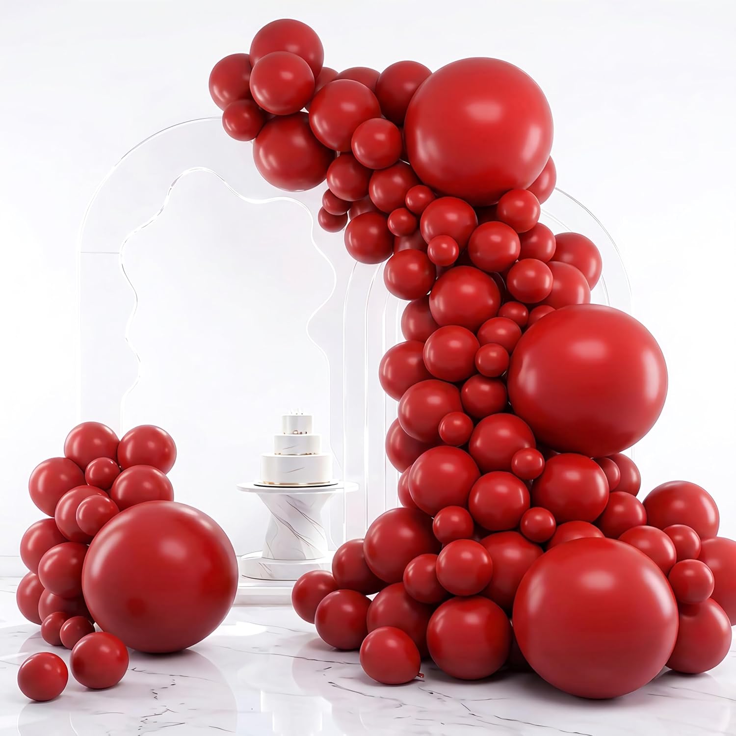RUBFAC Ruby Red Balloons Kit (129-Piece) for Balloon Arches, Garlands, Weddings & Parties