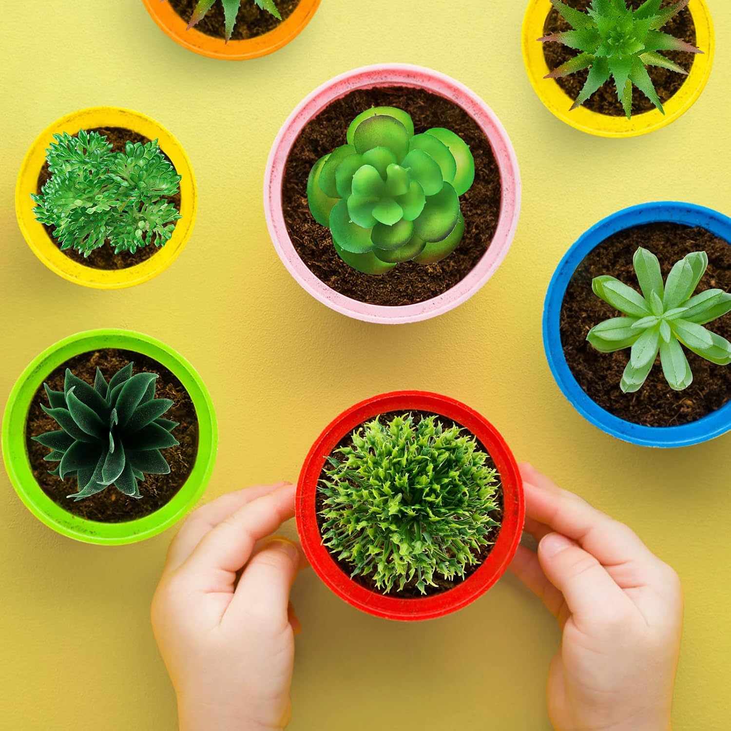 Thumbnail 6 de QUOZUO 1214-QEUQU kunstvetplanten, set van 6 mini vetplanten in groen