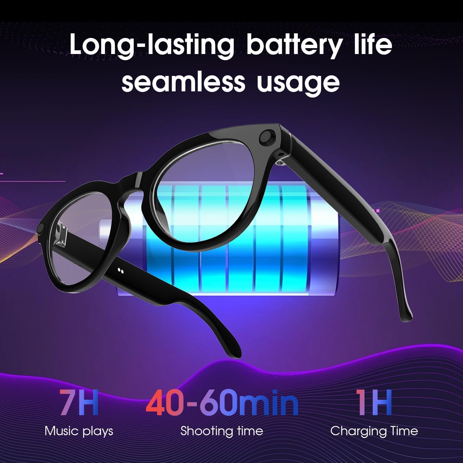 Thumbnail 5 de AI Smart Glasses with Camera 4K: Hands-Free Recording, AI Translation, and Open-Ear Audio