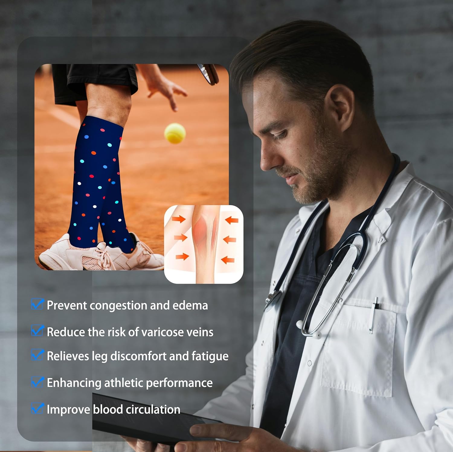 Thumbnail 5 de LEVSOX Thick Cotton Compression Socks 20-30mmHg
