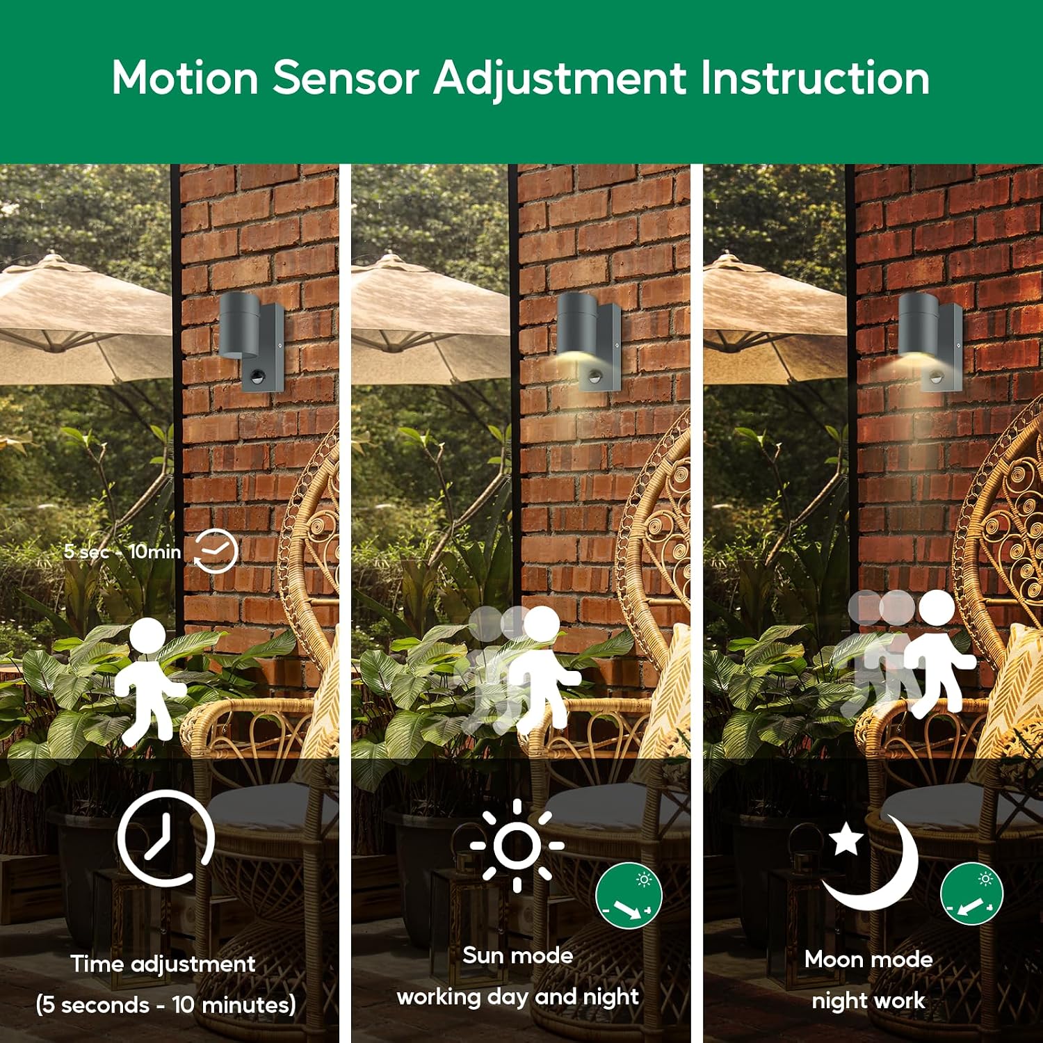 Thumbnail 5 de Outdoor motion sensor wall lights IP44