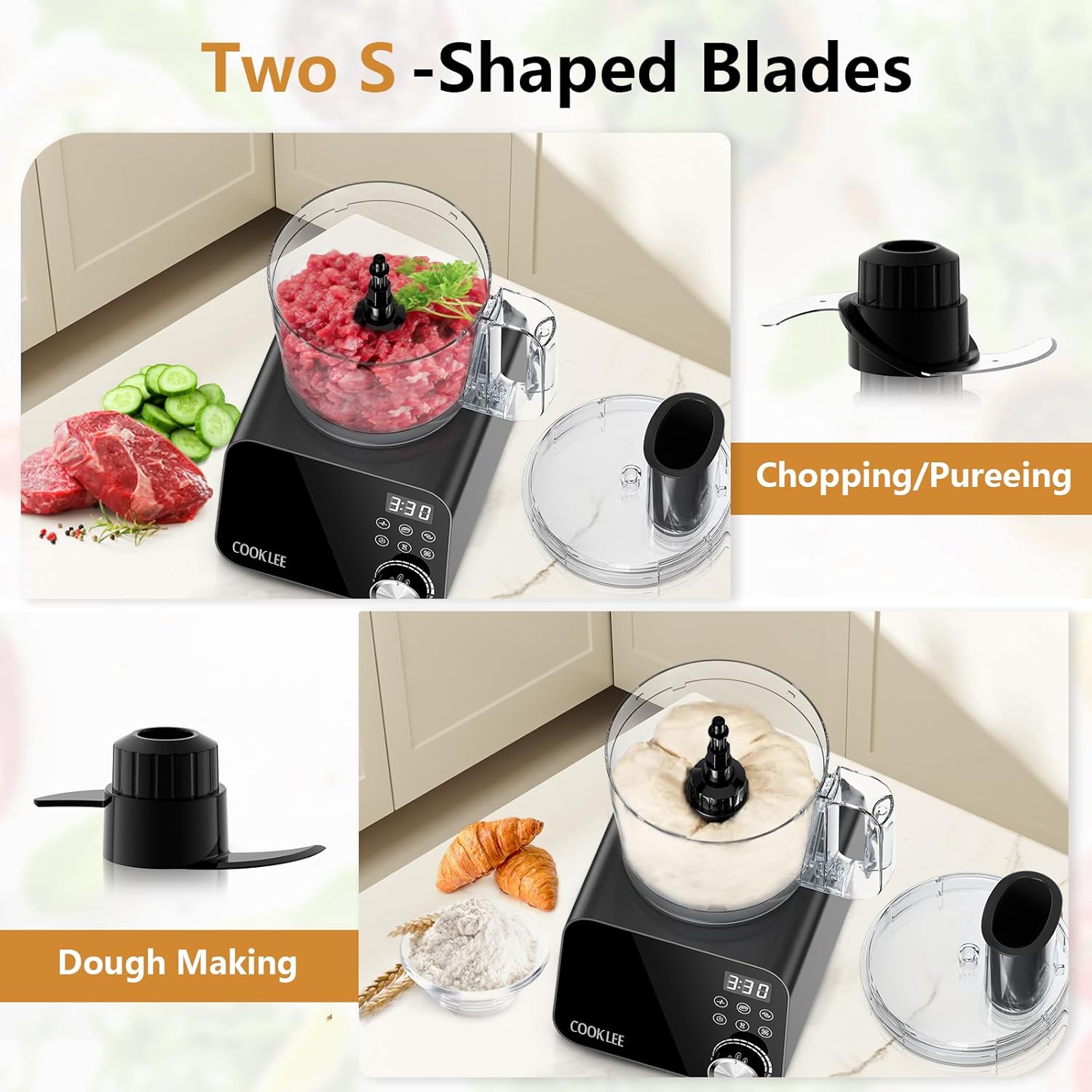 Detalle 2 de COOKLEE Food Processor 600W, 6 Functions ⚙