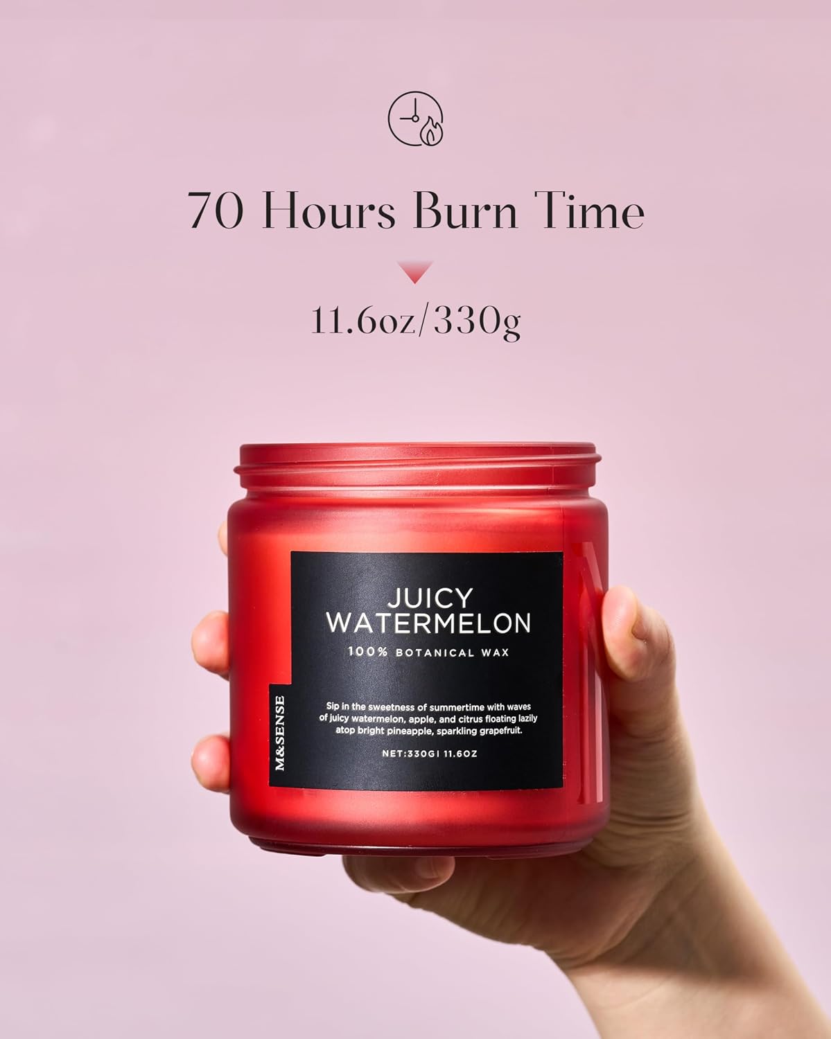 Thumbnail 2 de M&SENSE Juicy Watermelon Soy Candles — 11.6oz, 70-Hour Dual-Wick, Clean Non-Toxic Aromatic Diffusion